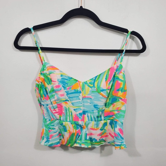 Lilly Pulitzer Linnea Top Blouse Cropped Sleeveless Peplum Cami Women's Size XXS - Picture 2 of 12